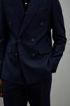 Burton Slim Fit Navy Self Stripe Double Breasted  Suit Jacket thumbnail 6