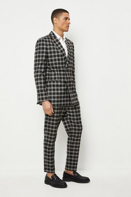 Burton Slim Fit Black Check Double Breasted Suit Jacket 2