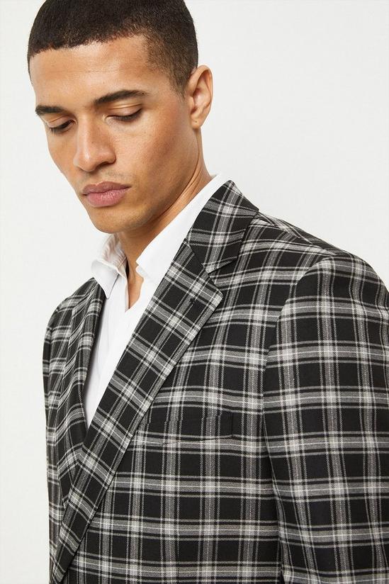 Burton Slim Fit Black Check Double Breasted Suit Jacket 5