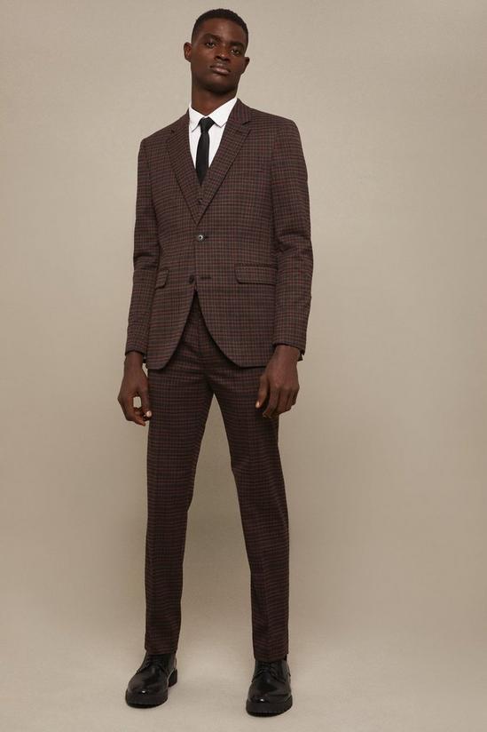 Burton Slim Fit Brown Check Suit Jacket 1