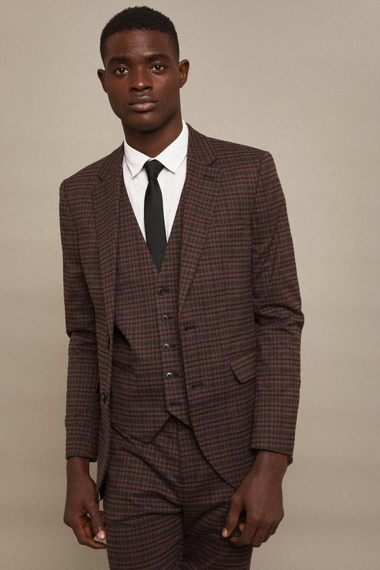 Burton Slim Fit Brown Check Suit Jacket 2