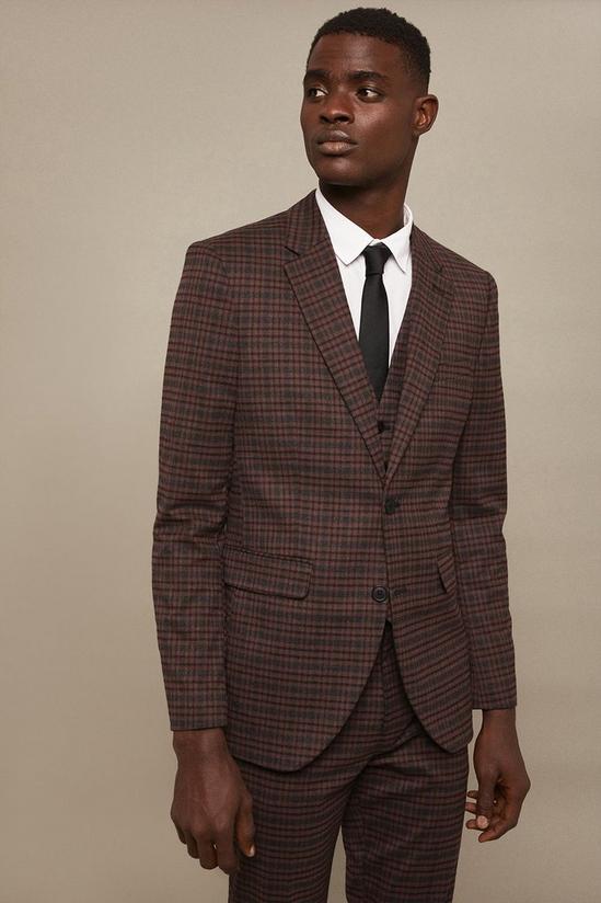 Burton Slim Fit Brown Check Suit Jacket 5