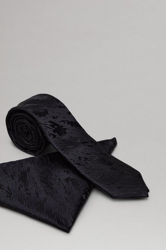 Burton Black Jacquard Tie, Square, Tie Bar Gift Box 2