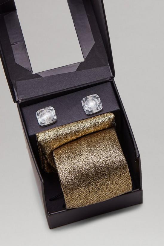 Burton Gold Glitter Tie Set And Cuff Links Gift Box 3
