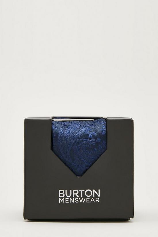 Burton Navy Paisley Tie, Square And Tie Bar Gift Box 1
