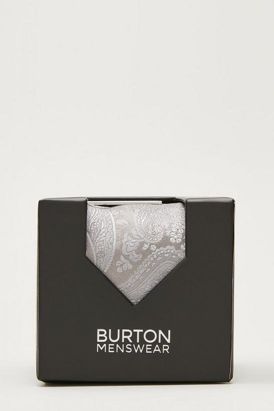 Burton Grey Paisley Tie, Square And Tie Bar Gift Box 1