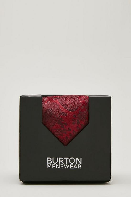 Burton Burgundy Paisley Tie And Cuff Links Gift Box 1