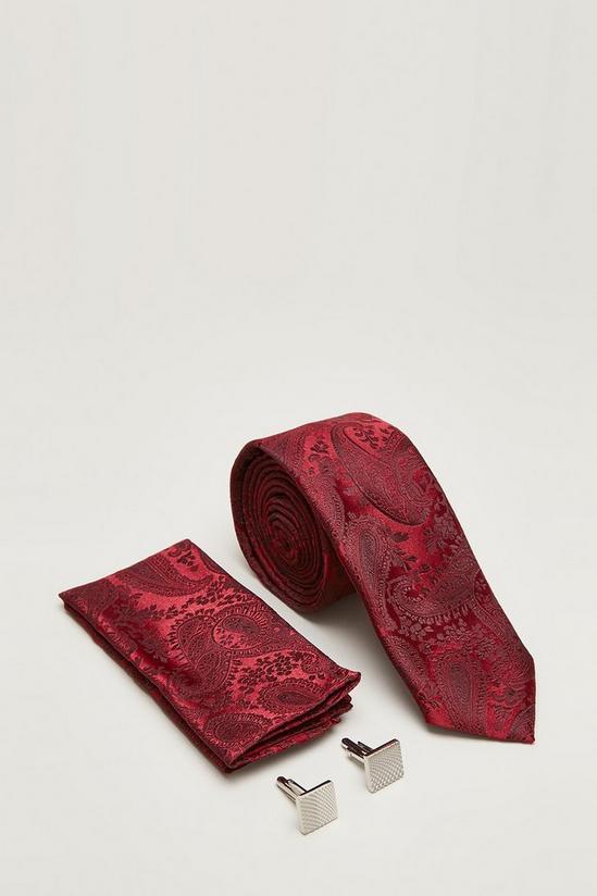 Burton Burgundy Paisley Tie And Cuff Links Gift Box 3
