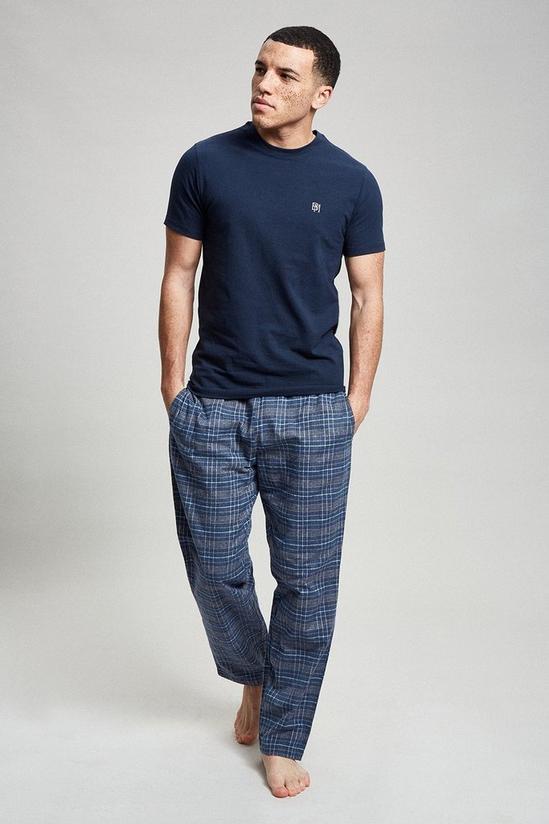 Burton Navy Short Sleeve T-Shirt & Check Pyjama Set 1