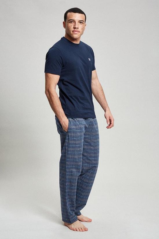 Burton Navy Short Sleeve T-Shirt & Check Pyjama Set 2