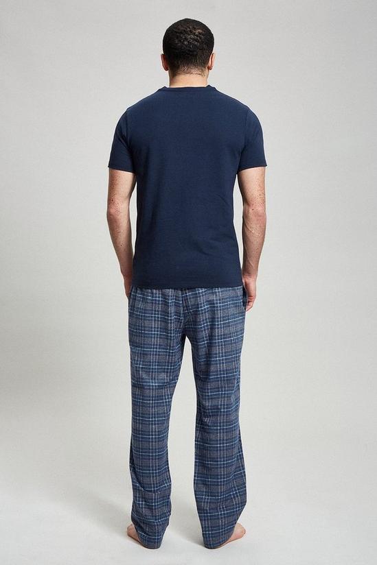 Burton Navy Short Sleeve T-Shirt & Check Pyjama Set 3