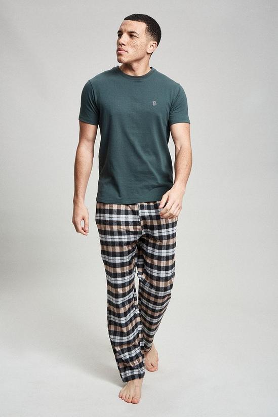 Burton Green Short Sleeve T-Shirt & Check Pyjama Set 1