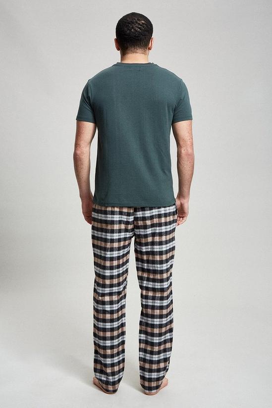 Burton Green Short Sleeve T-Shirt & Check Pyjama Set 3