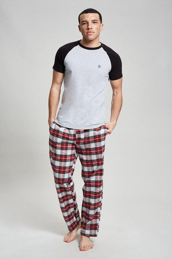 Burton Grey Short Sleeve T-Shirt & Check Pyjama Set 1