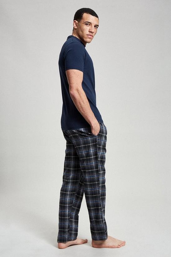Burton Navy Short Sleeve Tee & Check Pyjama Set 3