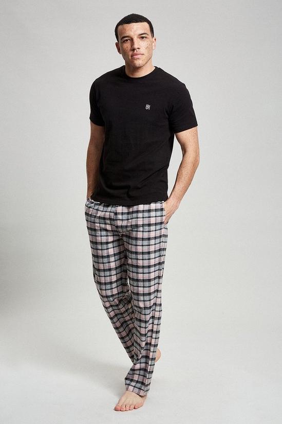 Burton Black Short Sleeve T-Shirt & Check Pyjama Set 1