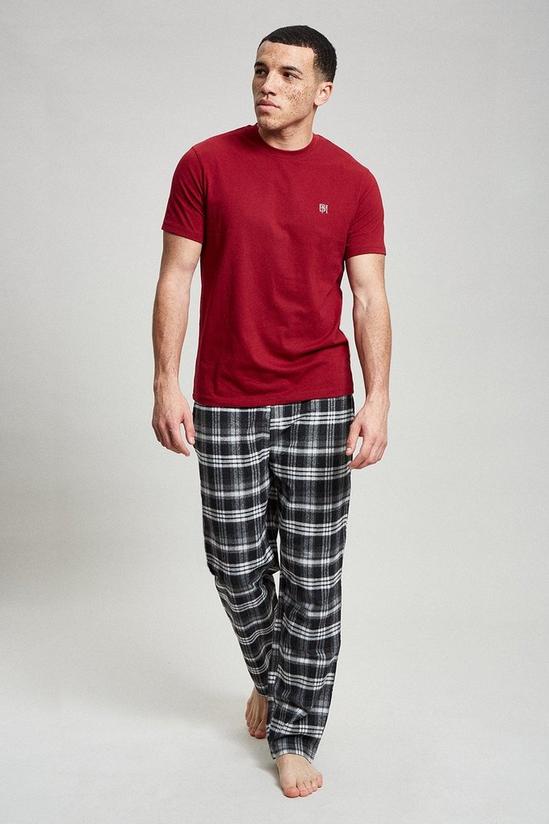 Burton Burgundy Short Sleeve & Check Pyjama Set 2