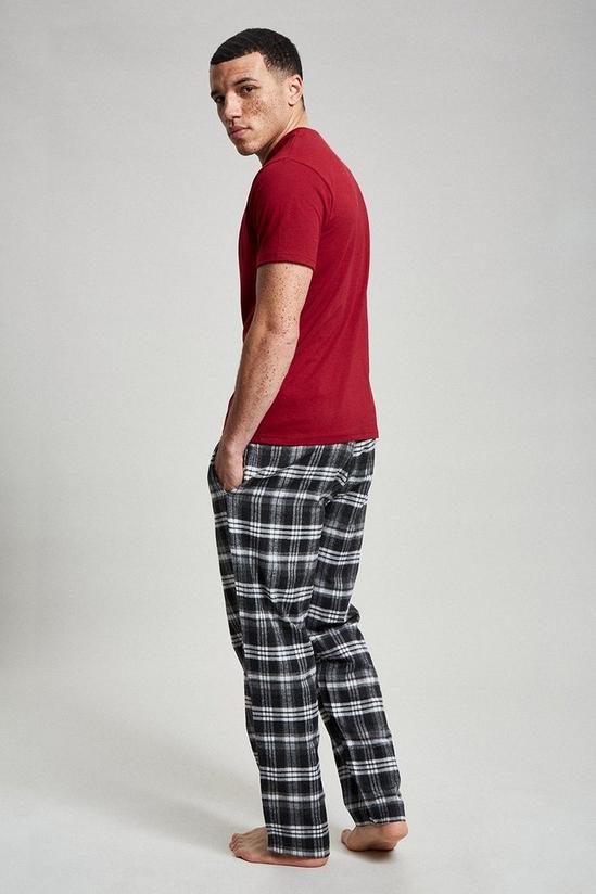 Burton Burgundy Short Sleeve & Check Pyjama Set 3