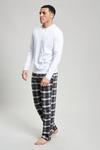 Burton White Long Sleeve T-Shirt & Grey Check Pyjama Set thumbnail 1
