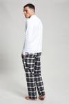 Burton White Long Sleeve T-Shirt & Grey Check Pyjama Set thumbnail 3