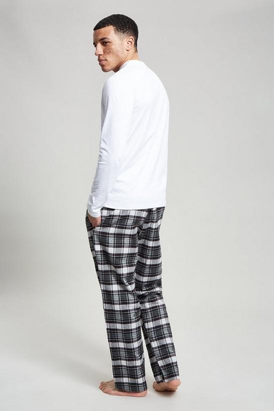 Burton White Long Sleeve T-Shirt & Grey Check Pyjama Set 3
