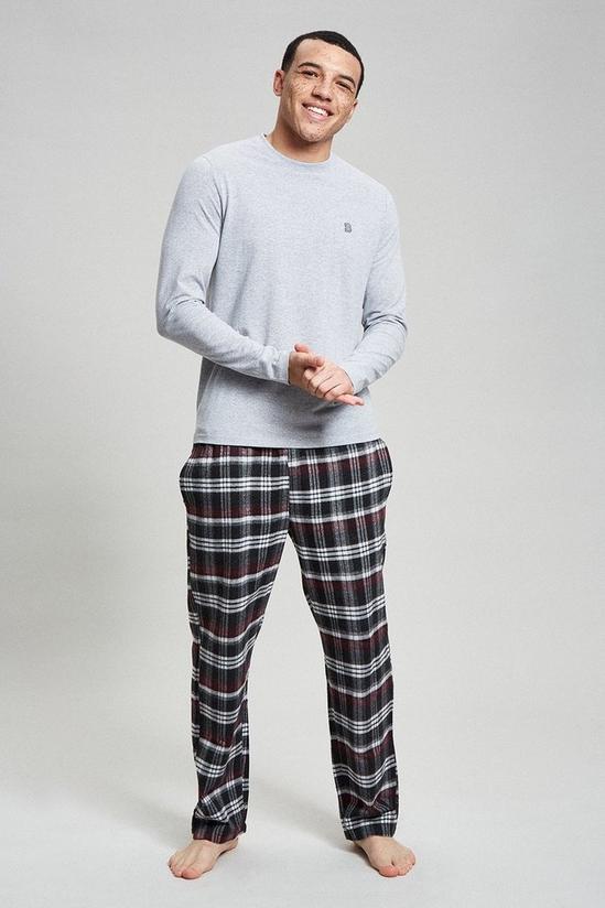 Burton Grey Long Sleeve T-Shirt & Check Pyjama Set 2