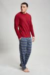 Burton Burgundy Long Sleeve T-Shirt & Check Pyjama Set thumbnail 1