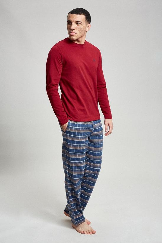 Burton Burgundy Long Sleeve T-Shirt & Check Pyjama Set 1