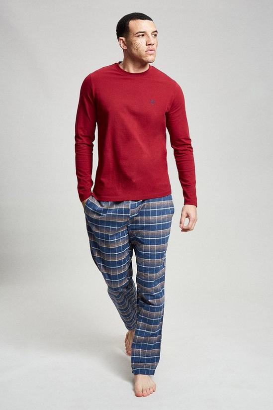 Burton Burgundy Long Sleeve T-Shirt & Check Pyjama Set 2