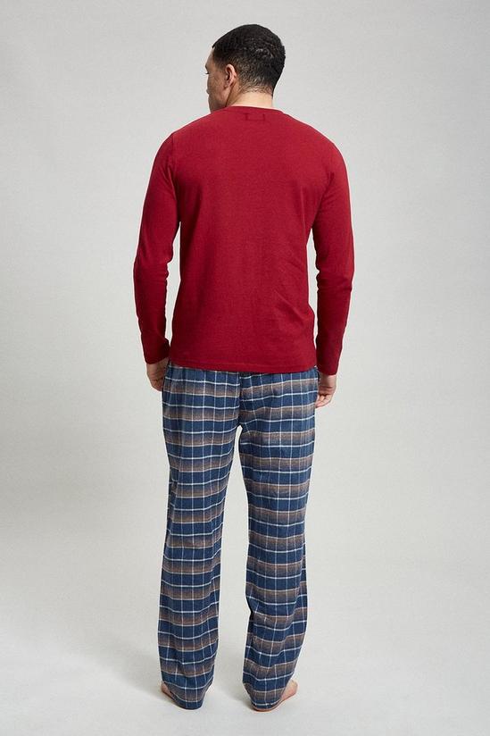Burton Burgundy Long Sleeve T-Shirt & Check Pyjama Set 3