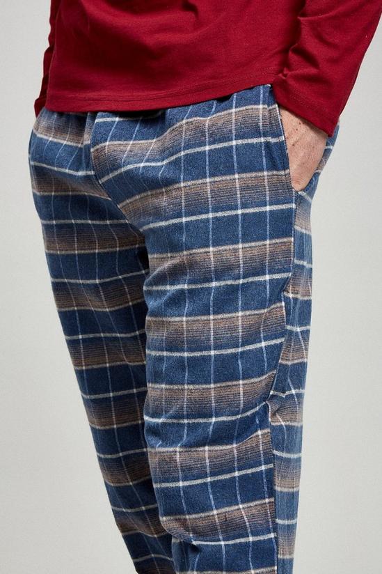 Burton Burgundy Long Sleeve T-Shirt & Check Pyjama Set 4