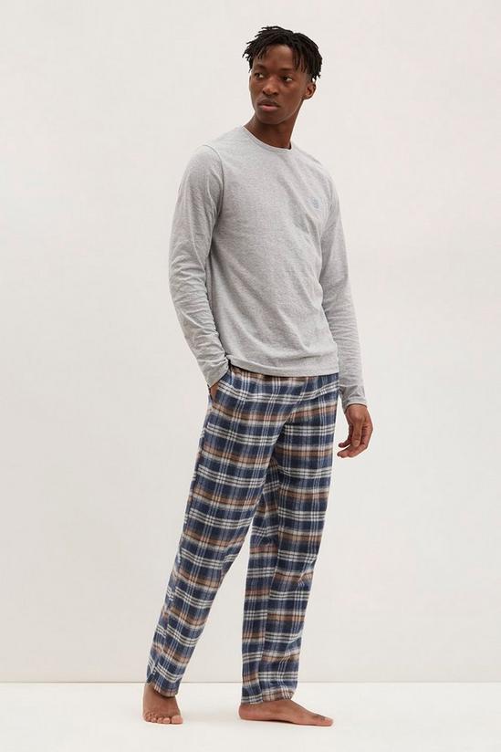 Burton Grey Long Sleeve Tee & Check Pyjama Set 1