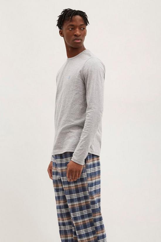 Burton Grey Long Sleeve Tee & Check Pyjama Set 2