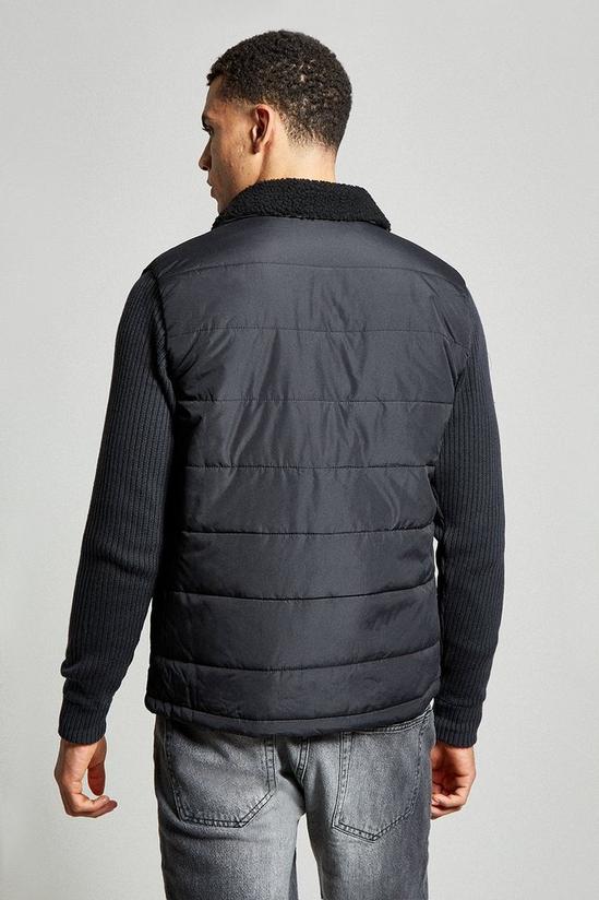 Burton Black Hybrid Quilted Jacket Knitted Sleeve 1 3