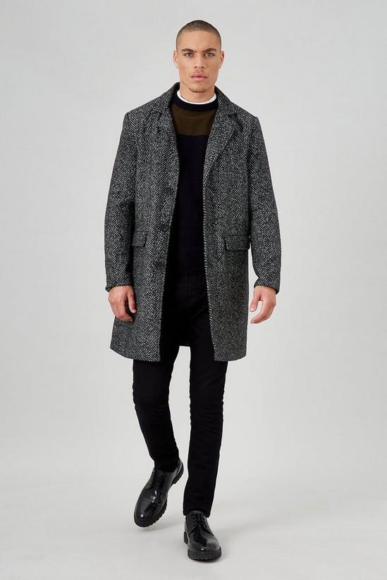 Burton Herringbone Faux Wool Overcoat 1