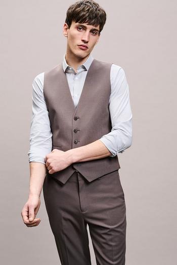 Related Product Slim Fit Taupe Waistcoat