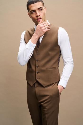 Related Product Slim Fit Brown Waistcoat