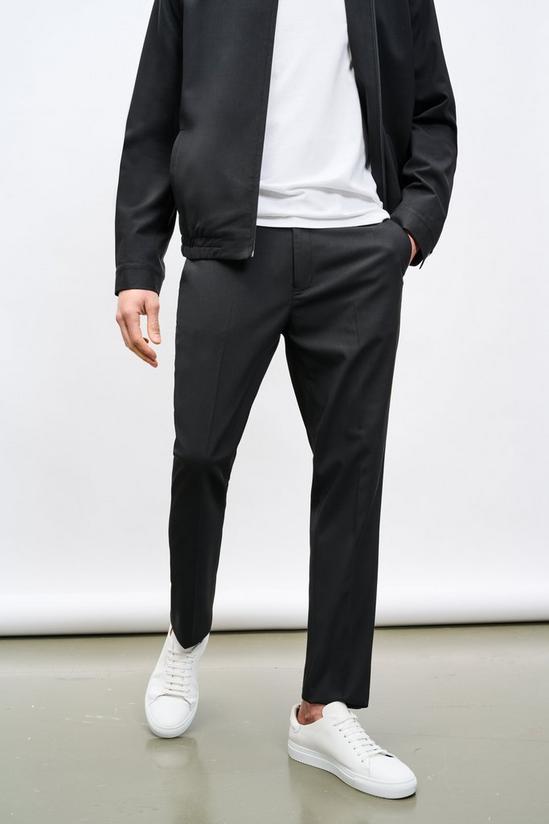 Burton Slim Fit Black Elasticated Waistband Suit Trousers 1