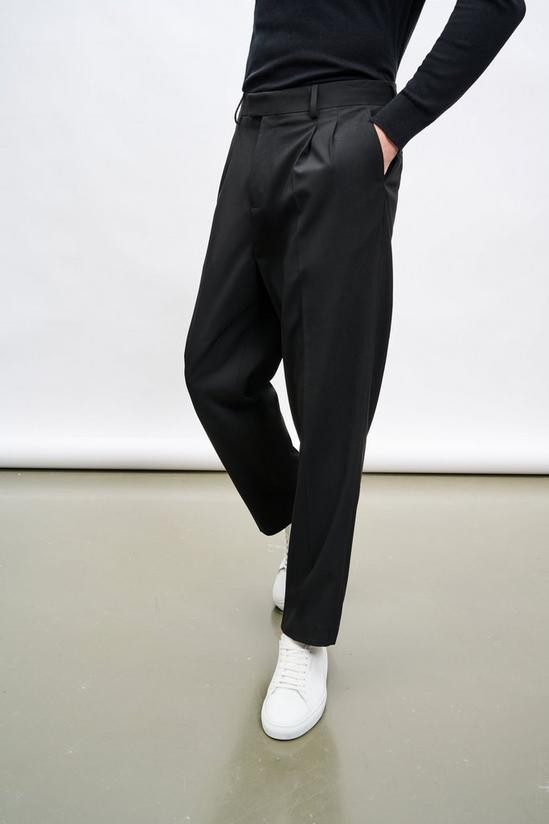 Burton Relaxed Fit Black Pleated Suit Trousers 1