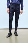 Burton Slim Fit Tapered Fit Navy Pleated Suit Trousers thumbnail 1