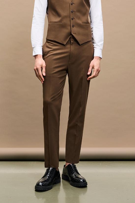 Burton Skinny Fit Brown Suit Trousers 1