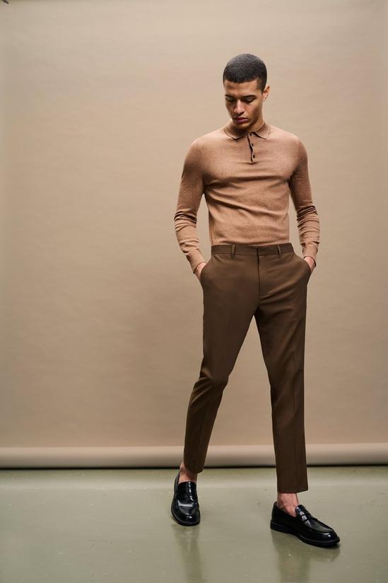 Burton Skinny Fit Brown Suit Trousers 4