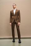 Burton Slim Fit Brown Suit Trousers thumbnail 3