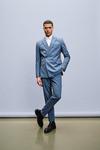 Burton Slim Fit Blue Wrap Double Breasted Suit Jacket thumbnail 3