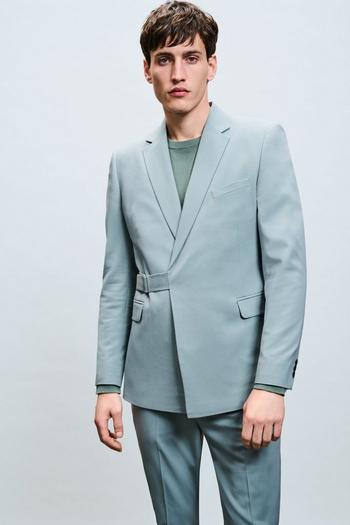Related Product Skinny Fit Green Belted Suit Jacket