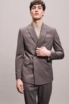 Burton Slim Fit Taupe Wrap Double Breasted Suit Jacket thumbnail 2