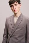 Burton Slim Fit Taupe Wrap Double Breasted Suit Jacket thumbnail 4