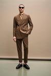 Burton Slim Fit Brown Double Breasted Suit Jacket thumbnail 1
