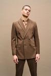 Burton Slim Fit Brown Double Breasted Suit Jacket thumbnail 2