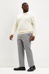 Burton Plus Regular Fit Light Grey Smart Trousers thumbnail 1